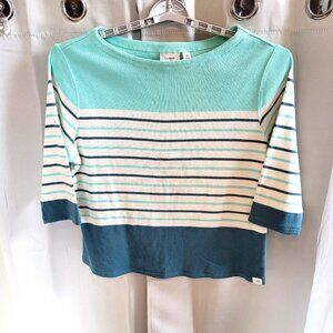 LL BEan Womens Sweater Plus Size 2X Striped Cotton Nautical Beachy Comfort 17418